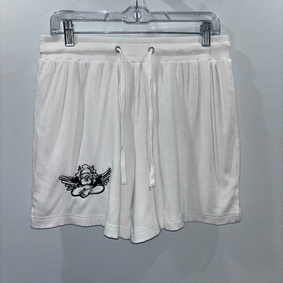 Boys Lie Rebel Drawstring White Shorts – Size Medium Loungewear Comfy Edgy Short - Picture 7 of 15